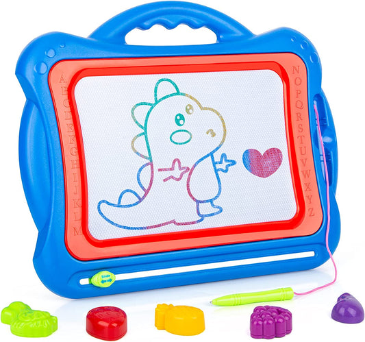 Magnetic drawing board with large drawing pad for children