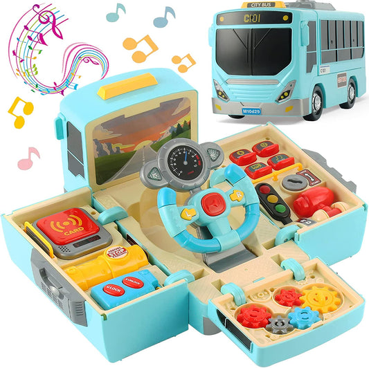 Simulation bus toy with sound and light, Blue