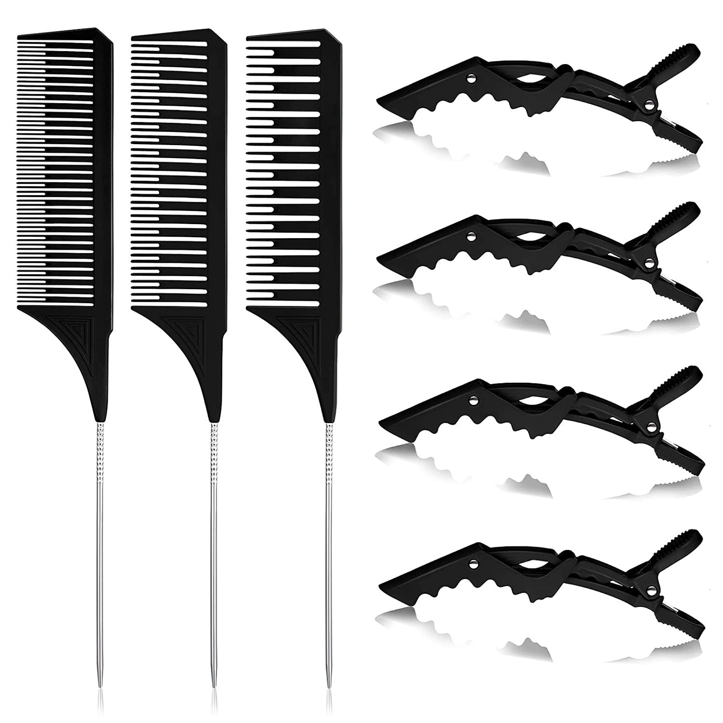 3-piece highlighter combs with 4 alligator clips(black)