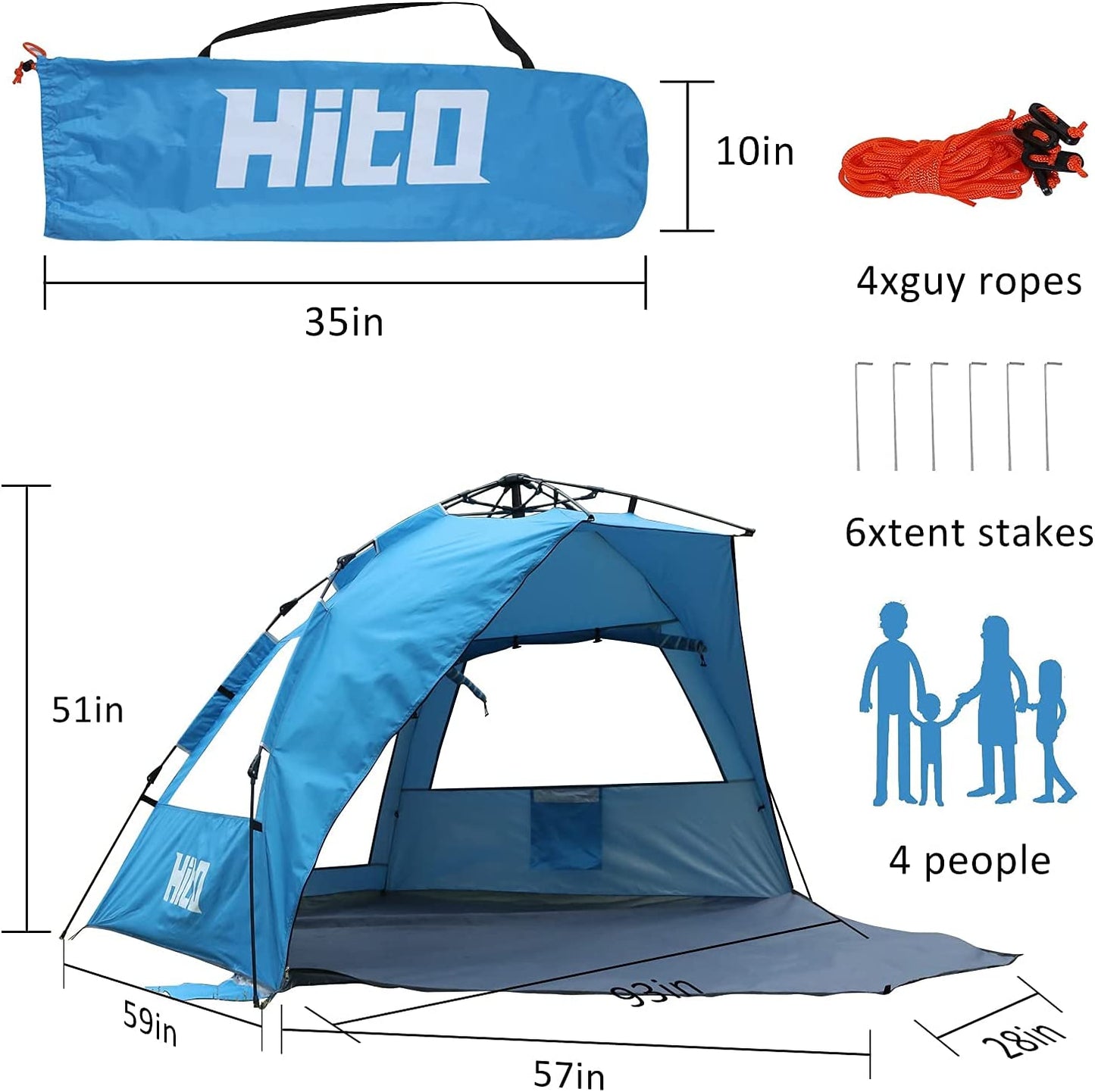 3-4 person pop up tent, #5 Blue