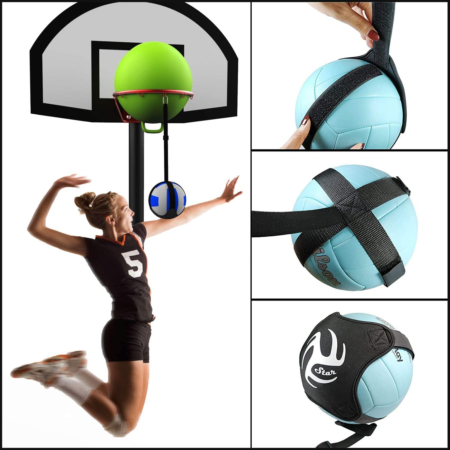 Volleyball Trainer Basketball Hoop, 15″ up to 30″ long