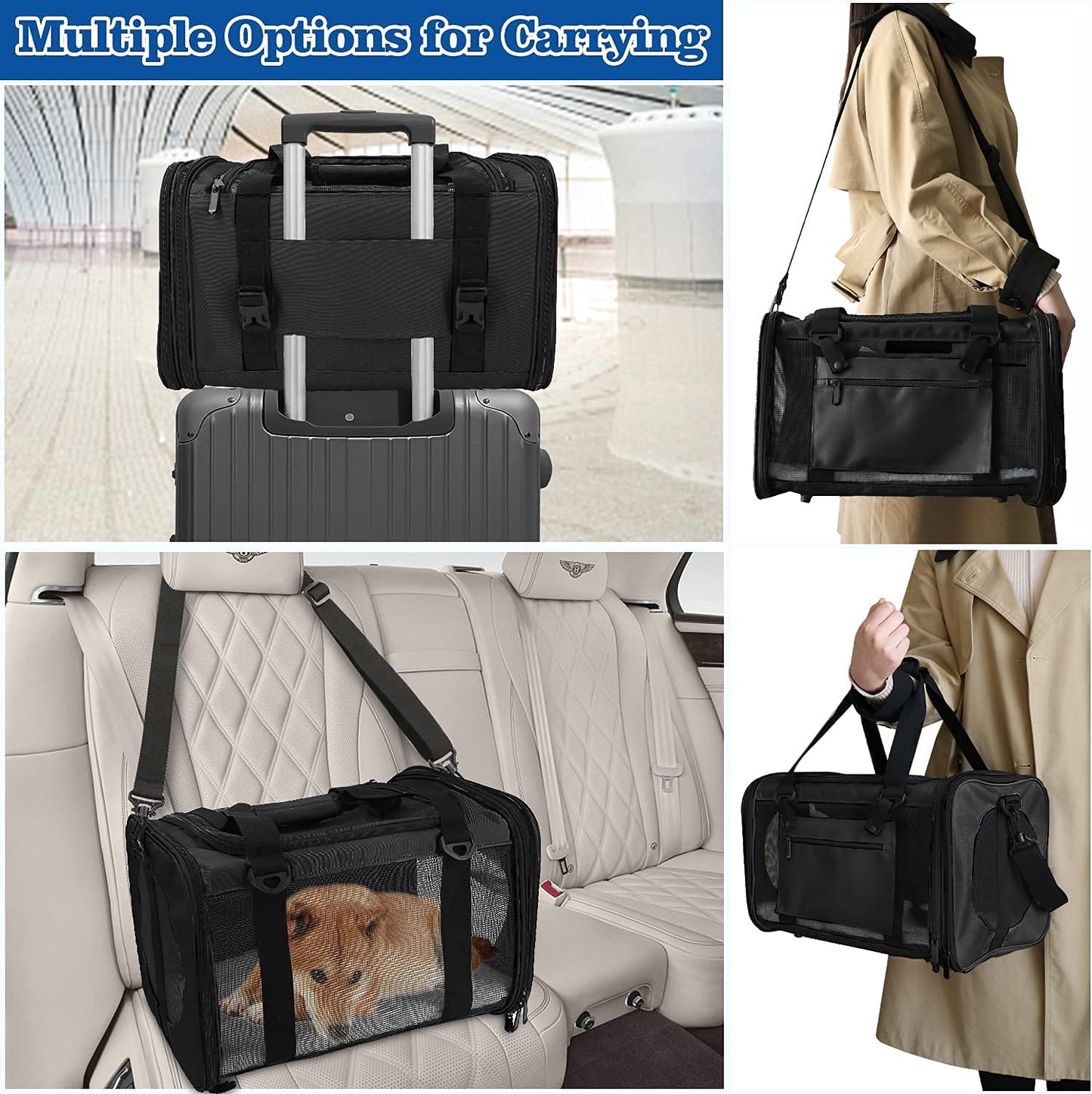 15lb Pet Carrier, (Color:Black)