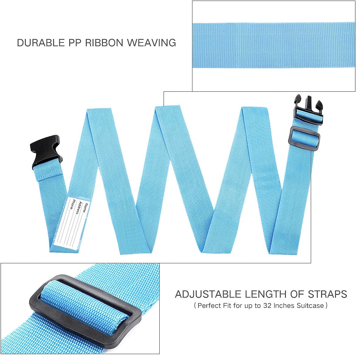 Luggage straps, 1.96 x 6.56 inches, (4 colors)