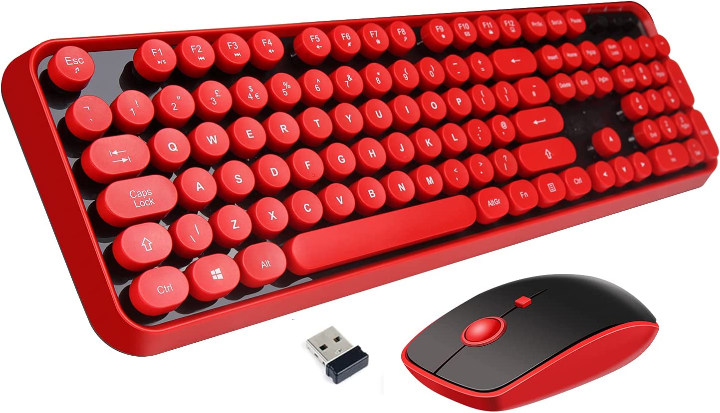 108 keys wireless keyboard and mouse combo, color: Black/Red