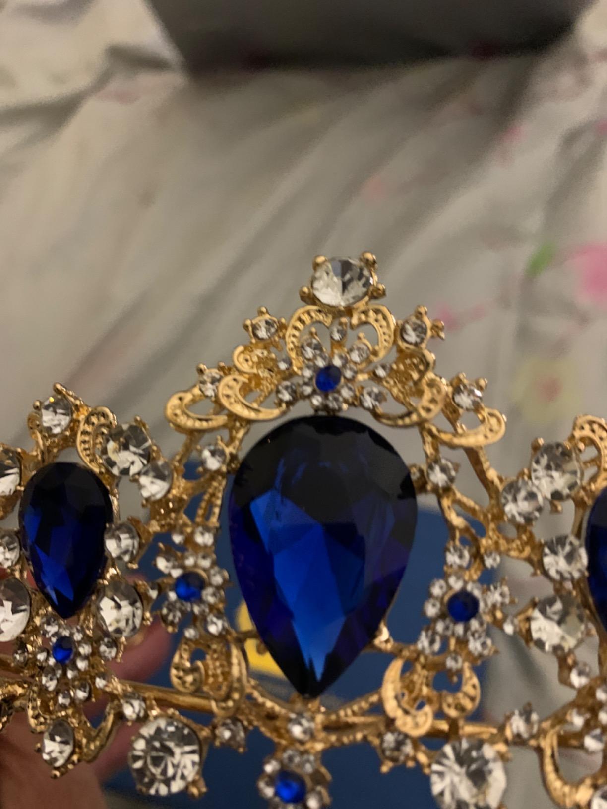 Vintage Rhinestone Crystal Baroque Tiara (Blue sapphire crown)