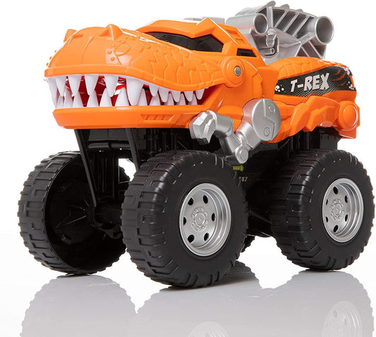 Battery Operated Dinosaur Car with Racing Engine Sounds (Orange)