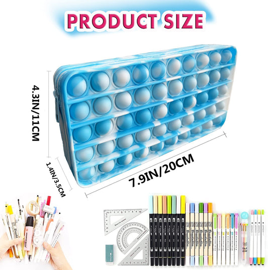 Pop Pencil Case, 7.5 x 3.9 x 1.6 inches, Blue