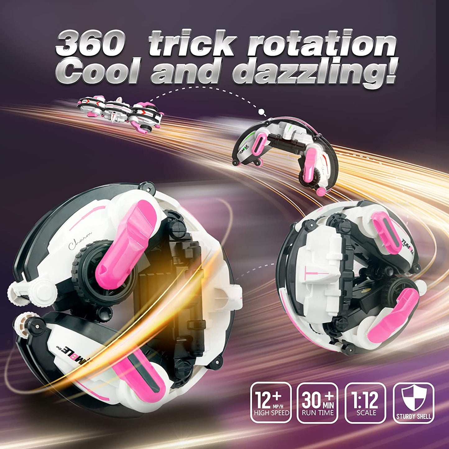 Remote Control Toys with 360° Wheels, (Style: Snake, Pink)