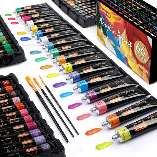 Acrylic paint set with 22 colors and 3 brushes