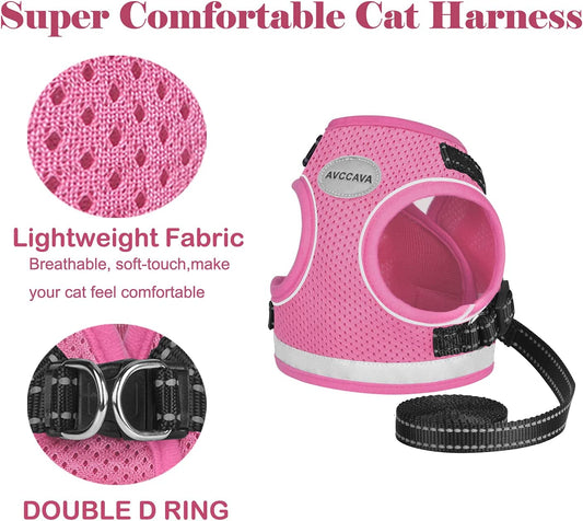 Reflective Pet Harness and Vest, Pink(XS)