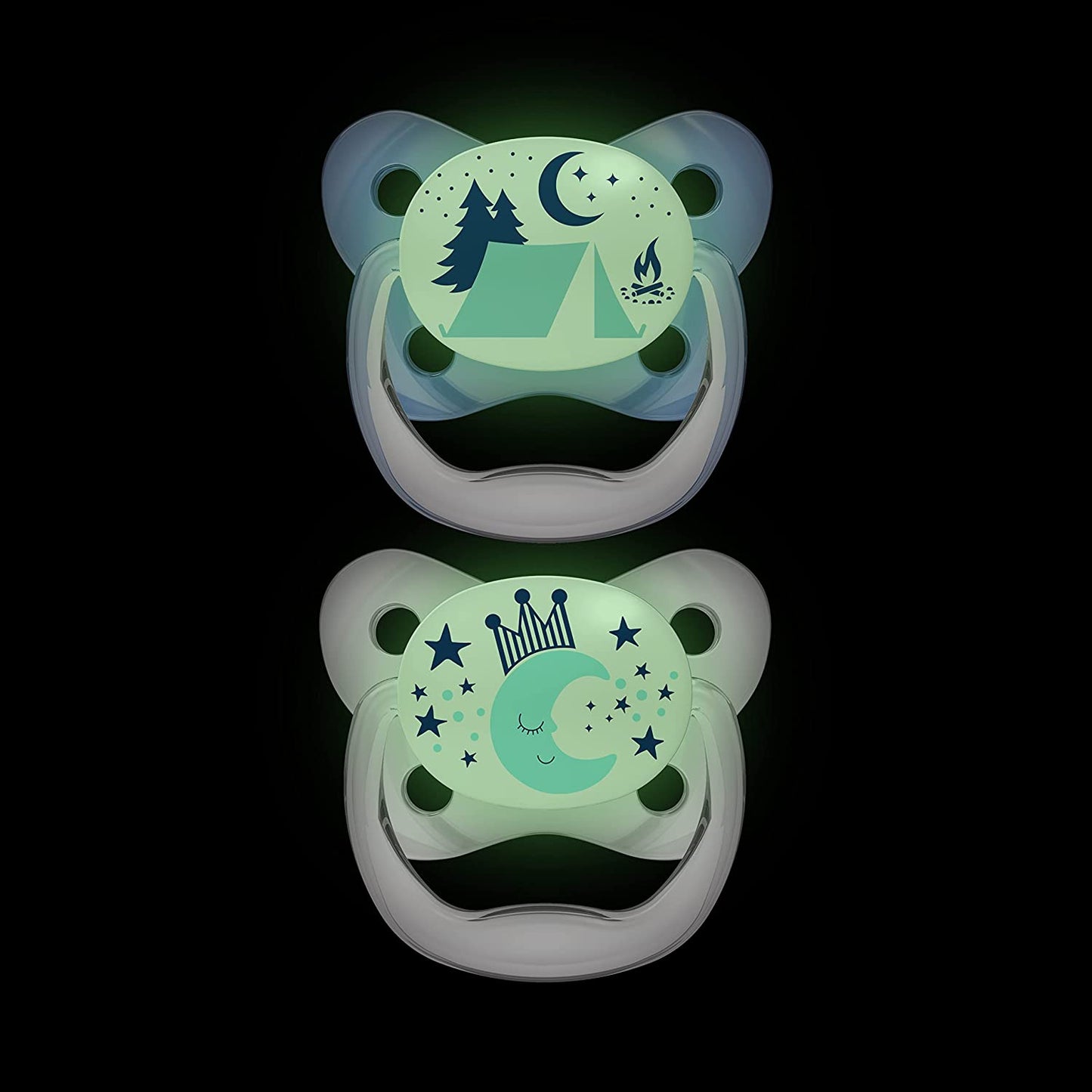 Pack of 4 glow in the dark pacifiers, 6-12m, (blue)