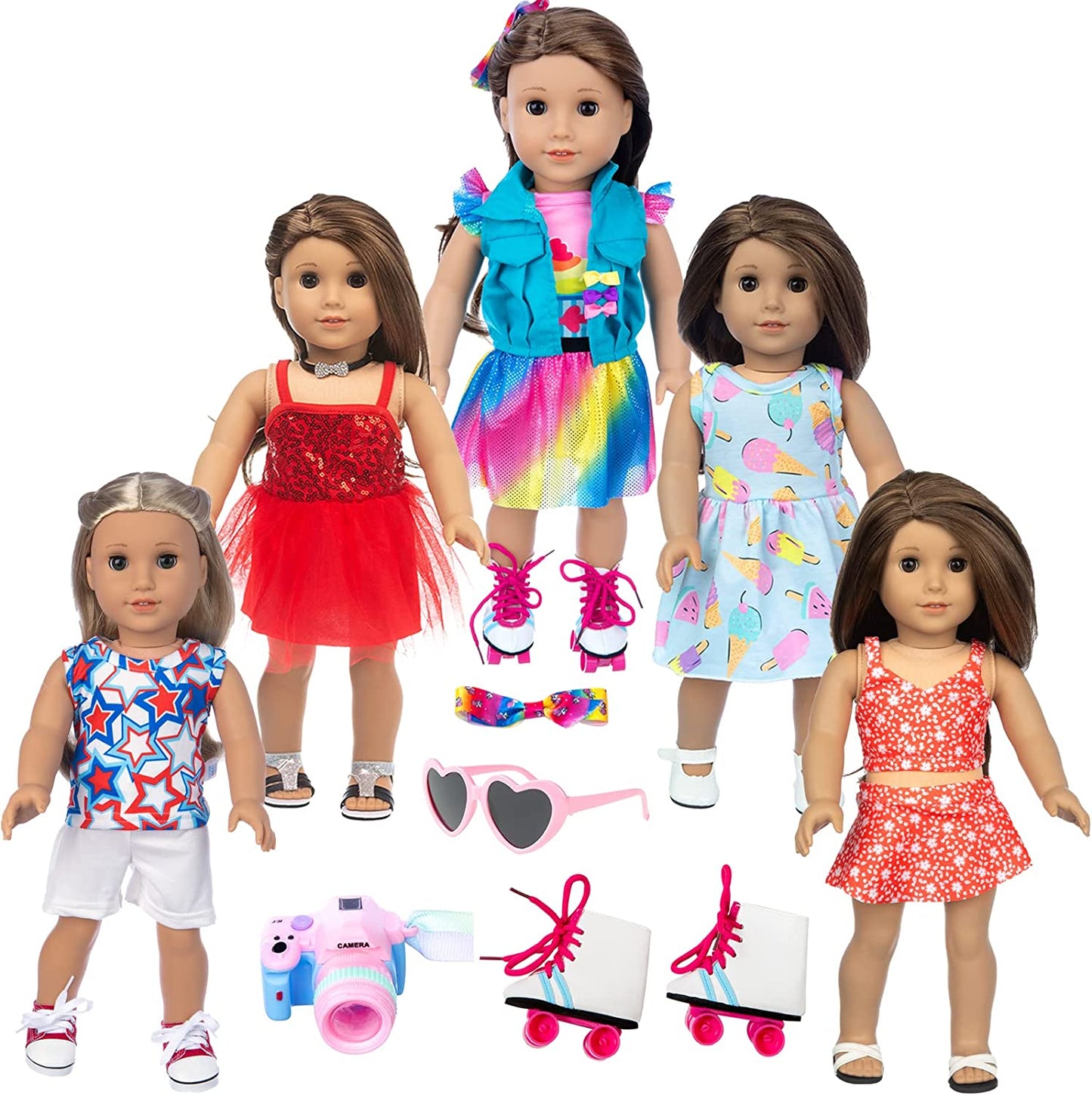 5 sets of 18 inch doll dresses and accessories, Fashion Sets