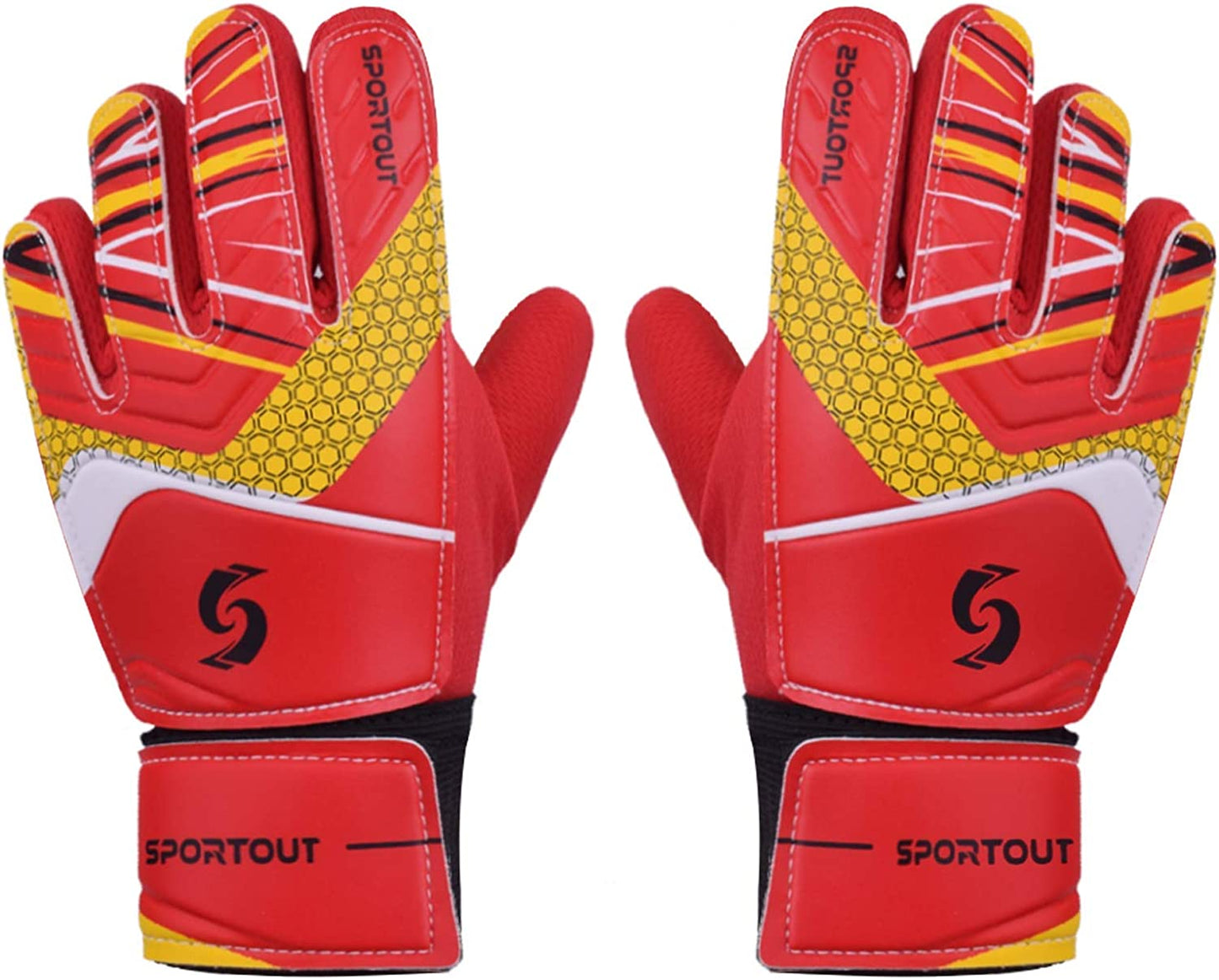 Goalkeeper gloves, with double protection, Red, Size 5