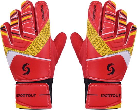 Goalkeeper gloves, with double protection, Red, Size 5