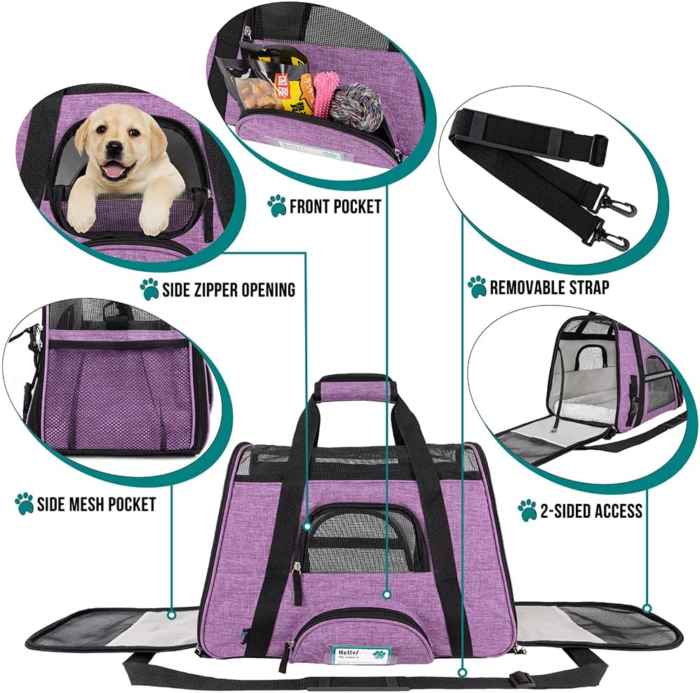 Comfortable and ventilated design pet travel carrier, Purple