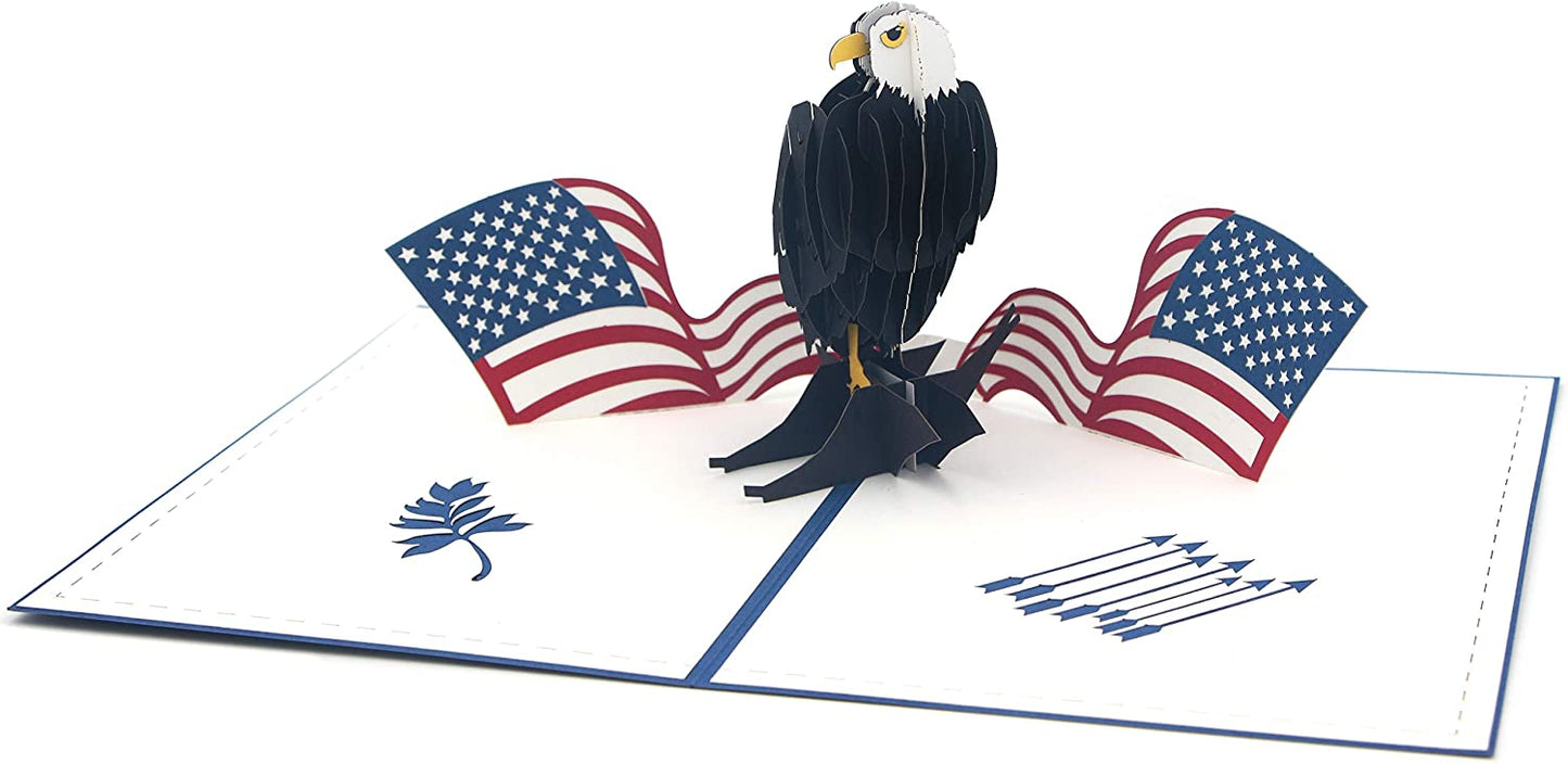 USA Eagle Handmade 3D Pop Up Card, 4th july