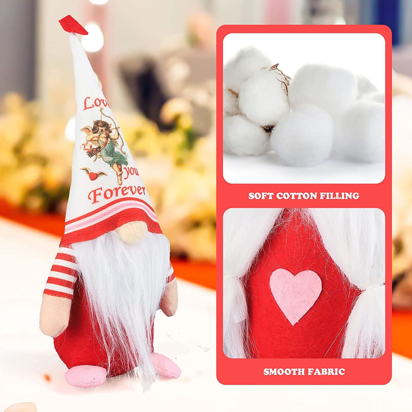 2 Pieces Valentine's Day Gnomes Decorations, Red