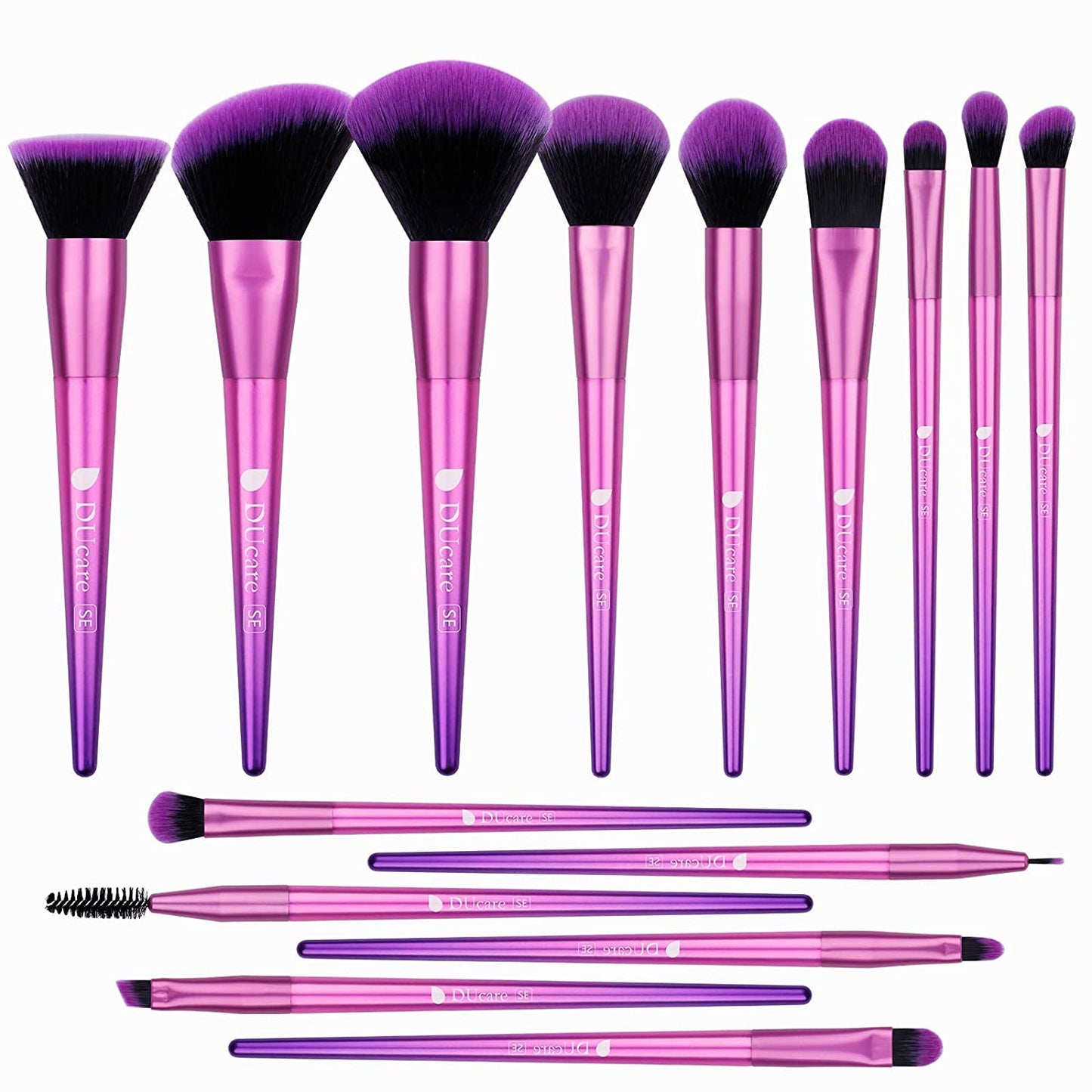 15 Piece Makeup Brush Set, Rose Red