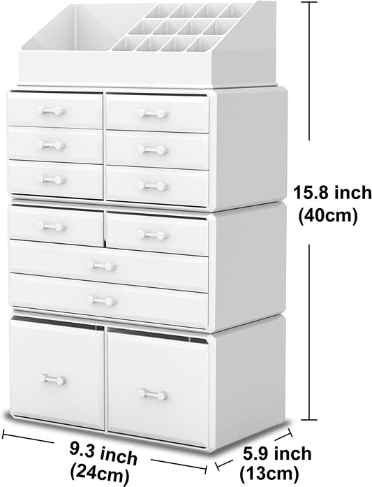 14 Drawer Makeup Cosmetic Organizer (white)