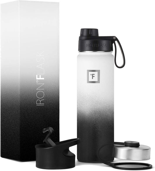 Sports water bottle 22 oz, 3 lids stainless steel, Day , Night