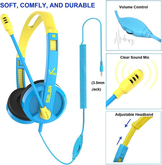 Wired headset, 120 degree rotatable microphone (Blue)