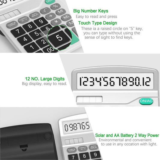 Desktop Calculator 3-Pack (2 Basic Black & 1 Enhanced Silver)