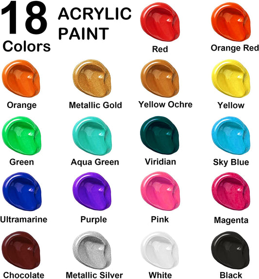 18-color acrylic paint bottle set (240ml/8.12oz)