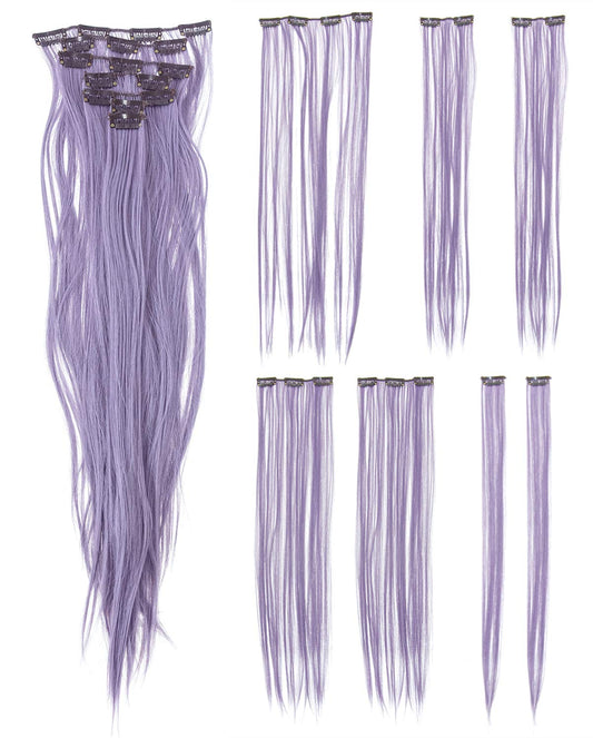 7 Pieces Hair Extensions, (22 Inch Straight, Lavender)