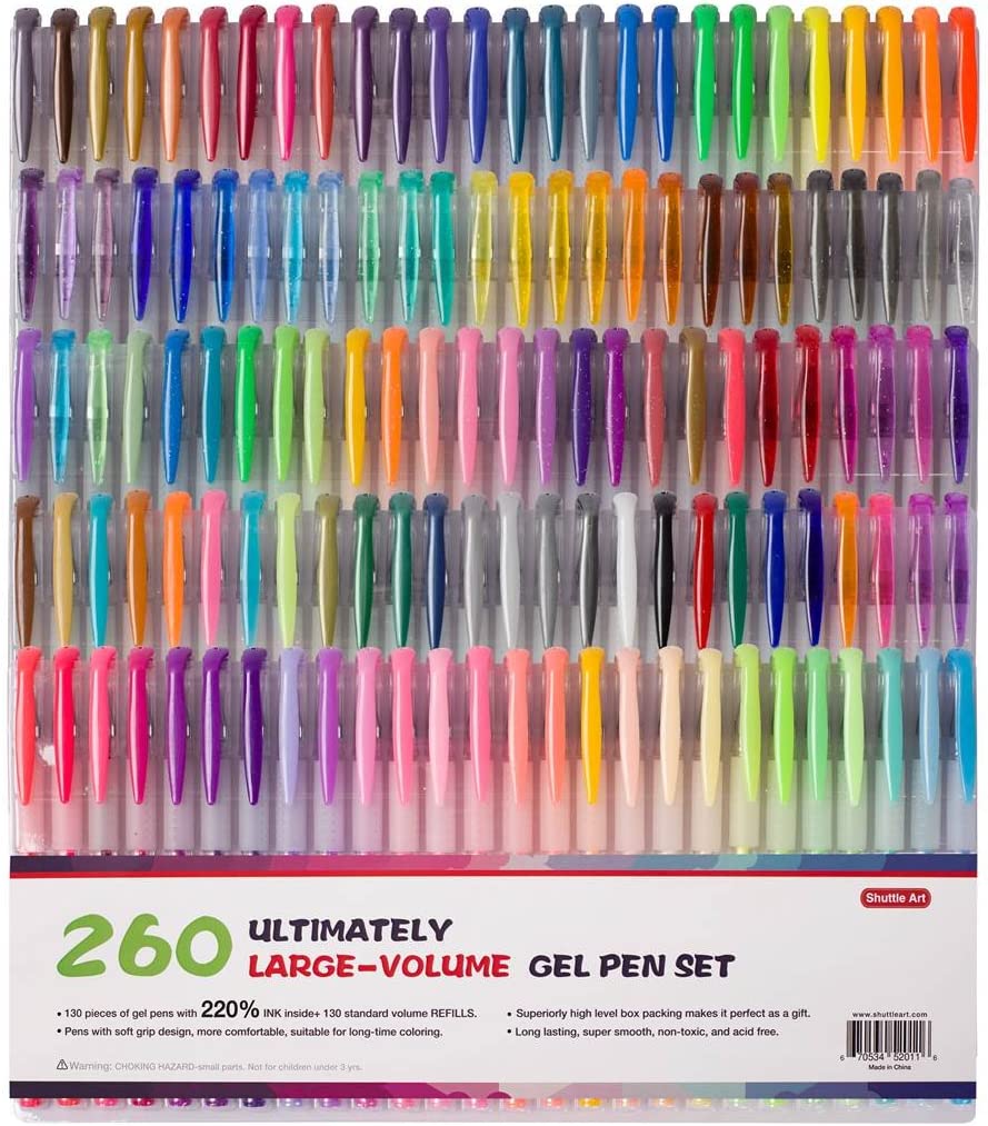 260 Pcs Shuttle Art Gel Pens Set Gel Pen