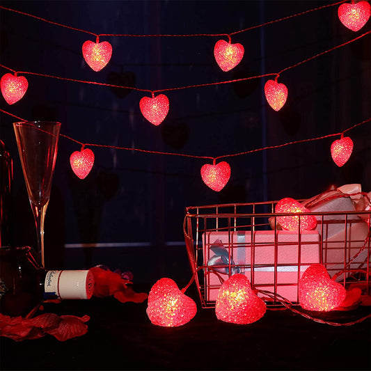 Red Heart LED String Lights, Red