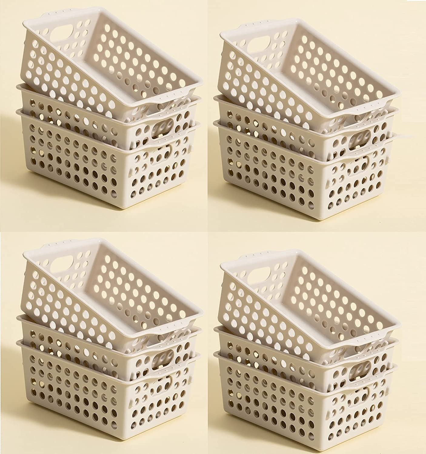 Small plastic baskets to organize desk drawers, Beige-12