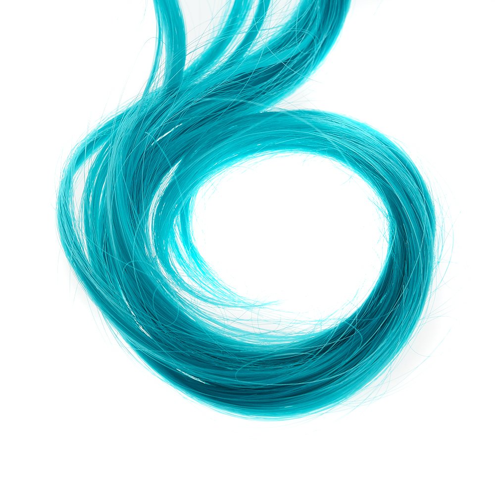 12 curly wavy hair extensions, (turquoise blue)