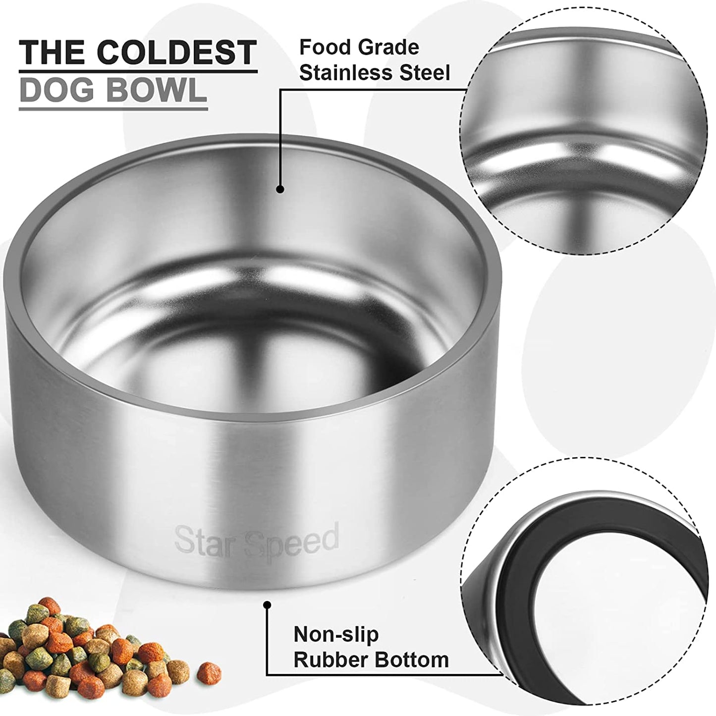 Stainless Steel Pet Bowl, Color: stainless, 64oz