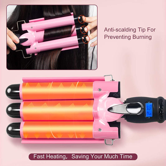 1 Inch Hair Curler with Adjustable Temperature, Pink