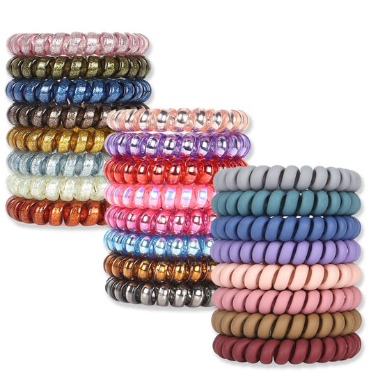 24-pack spiral ties for all hair types