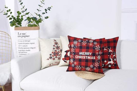 4 Christmas pillowcases, 18x18