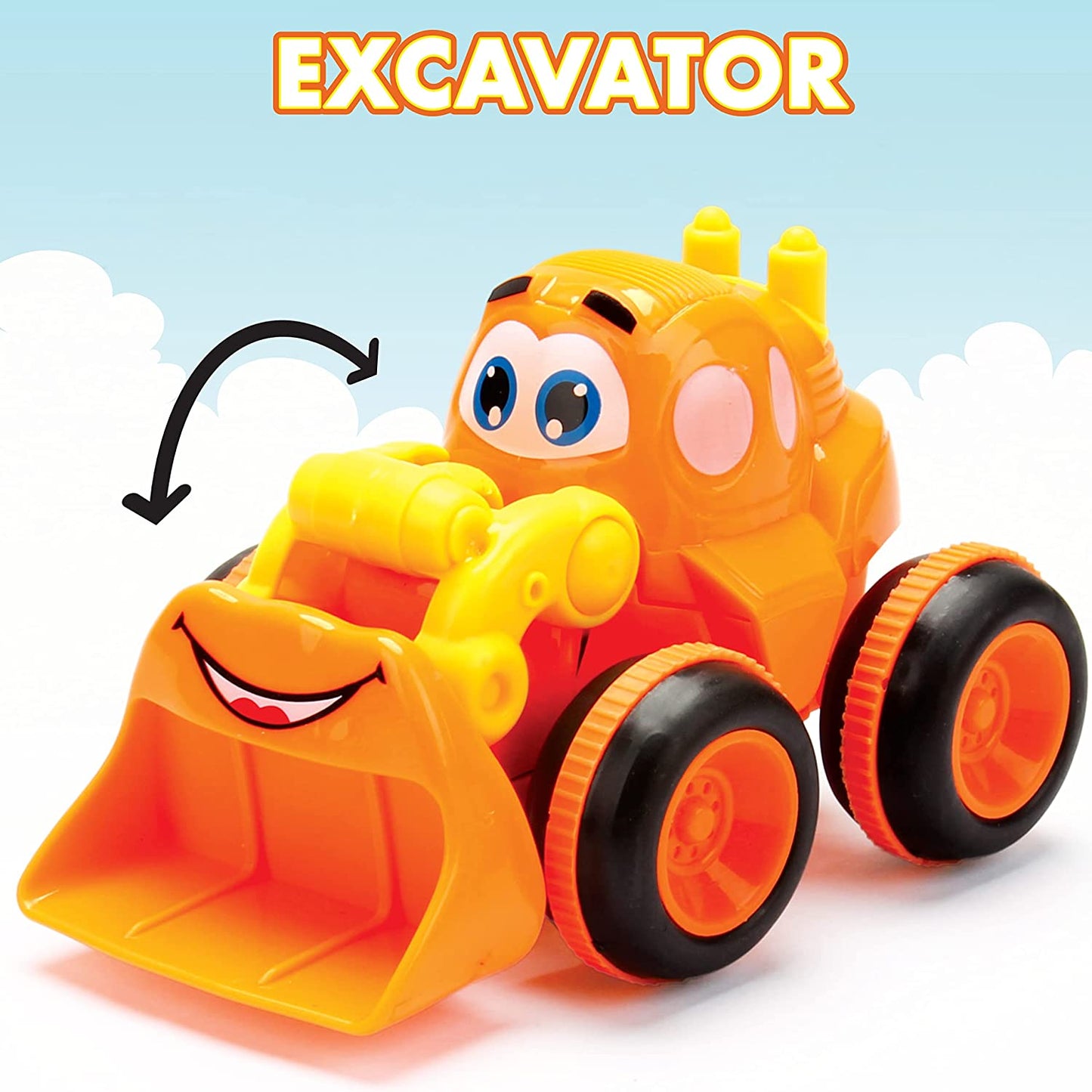 Cartoon Construction Vehicle, Orange Yellow With Accessories