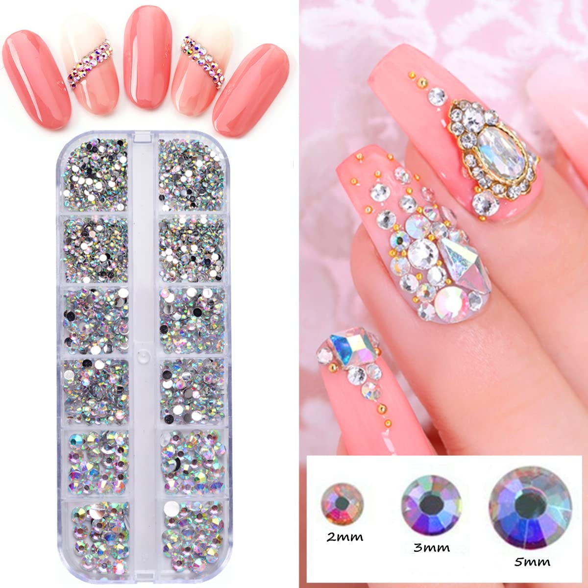 5000 pieces of bright and colorful nail art rhinestones