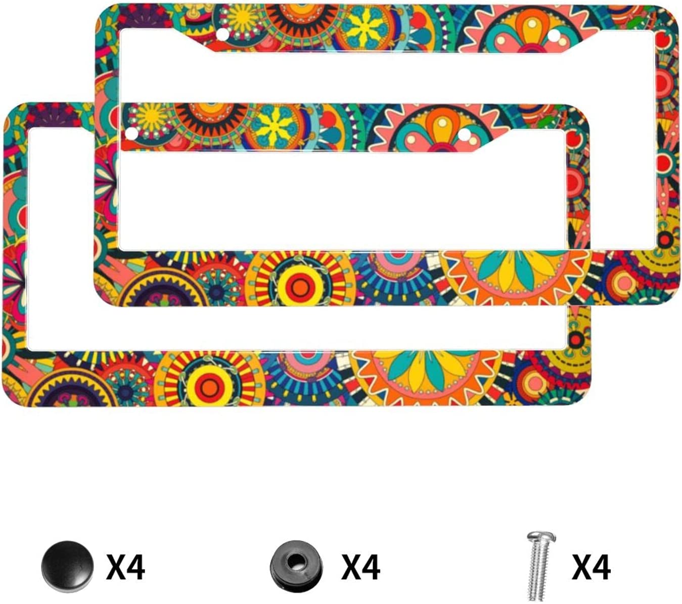 Hippie Flower License Plate Frames - 2 Pack