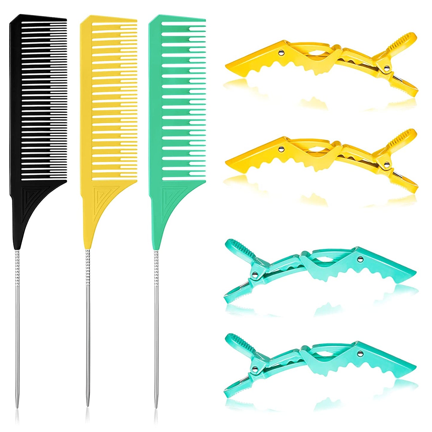 3-piece highlighter combs with 4 alligator clips(Cute Color)