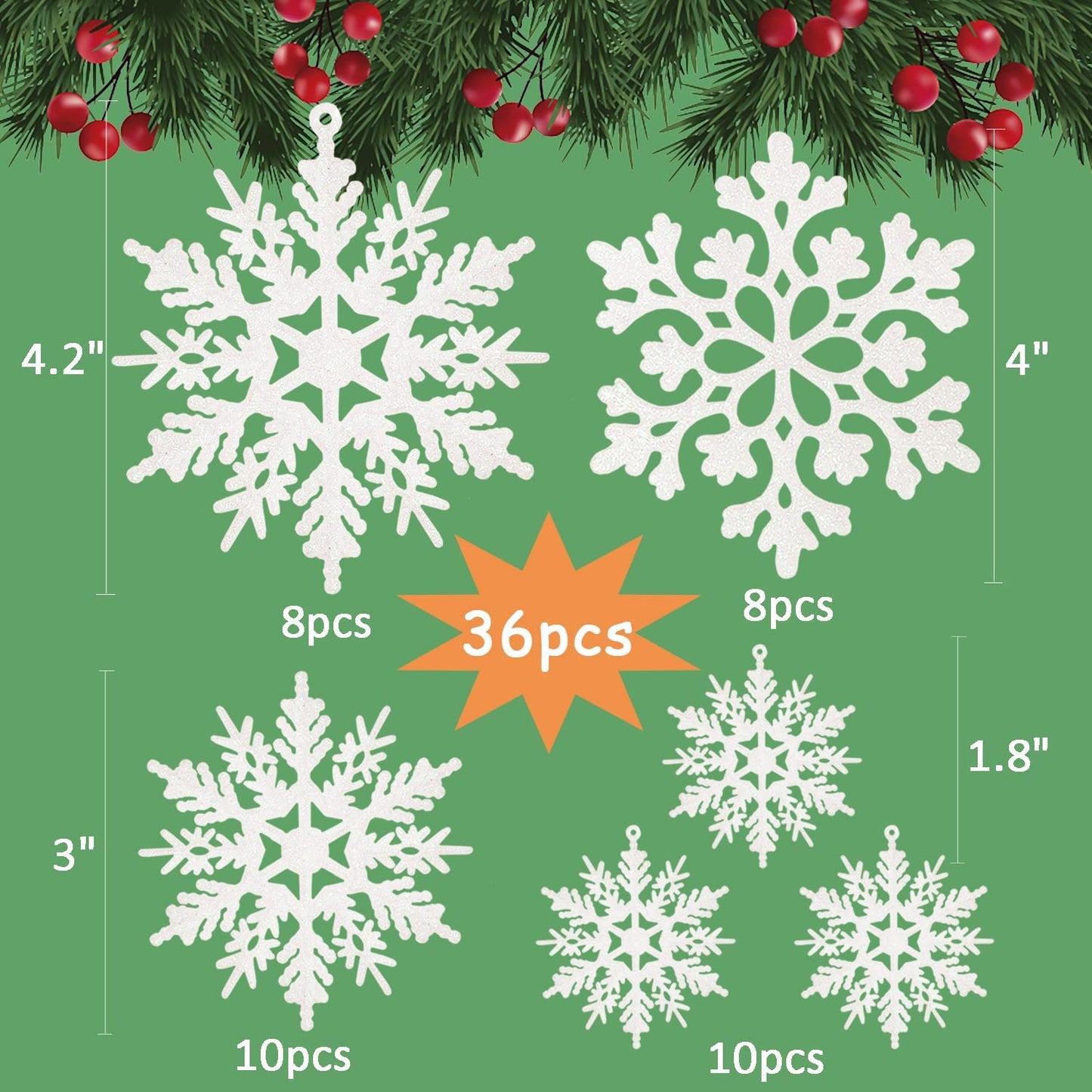 36pcs Christmas White Snowflakes Ornaments