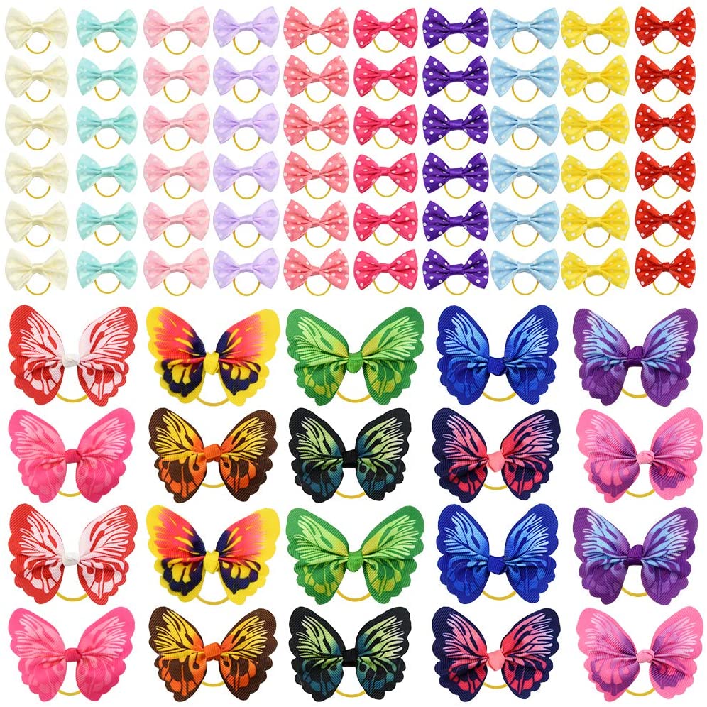 80 Pieces Pet Hair Bows, Multicolor