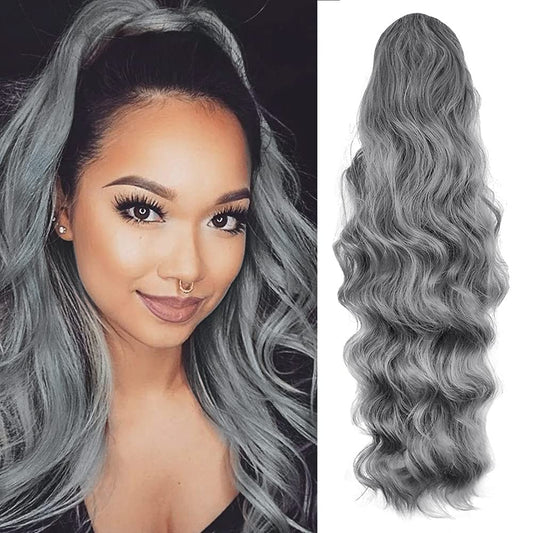 24 inch ponytail hair extension (Silver Grey)