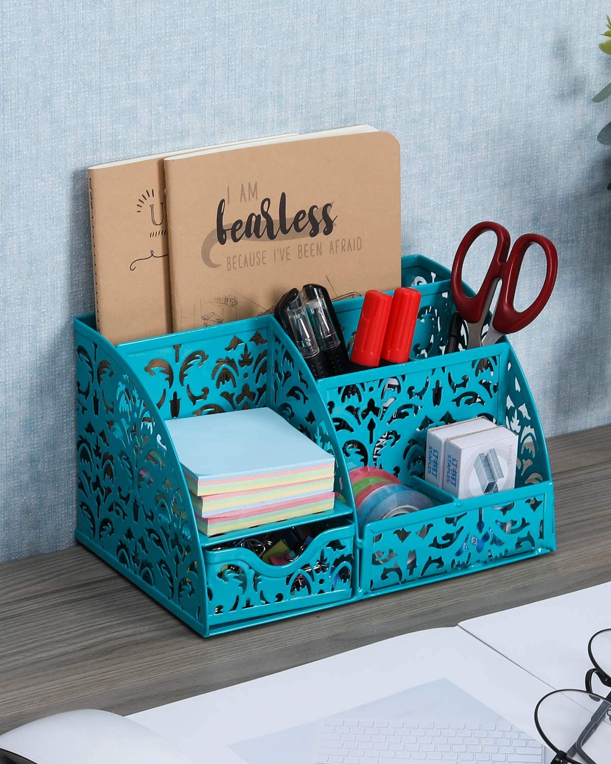 Office desk organizer with 6 compartments and drawer