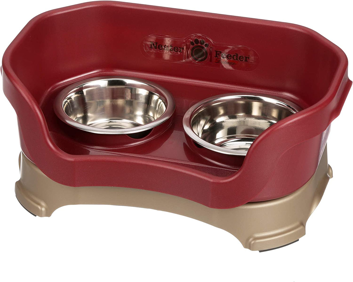 Deluxe pet feeder, non-slip (cranberry)