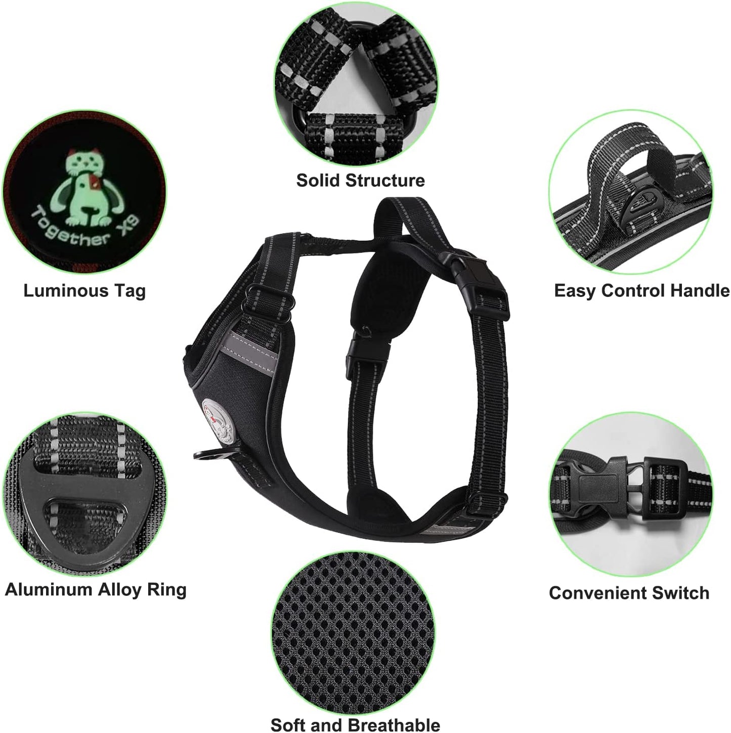 Pet Harness and Leash Set, Black (Small)