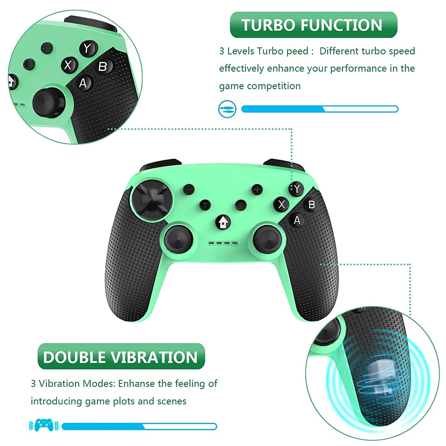 Wireless controller for nintendo switch, neon green