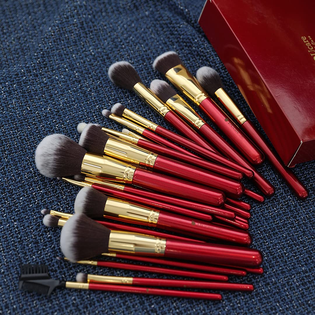 27-Piece Professional Makeup Brush Set, Red