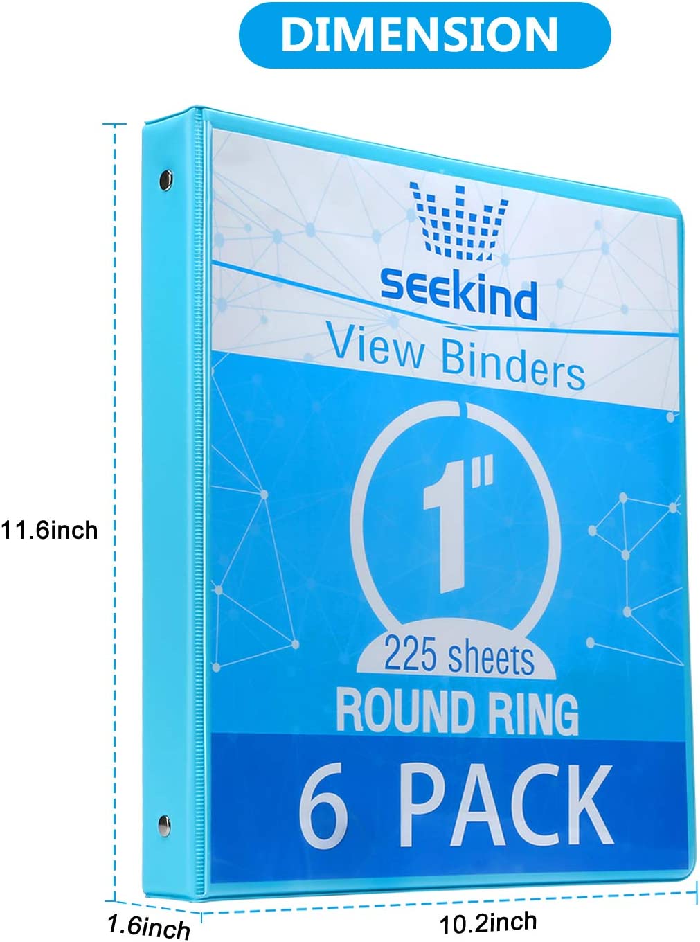 1-Inch 3-Ring Binder, 6-Pack