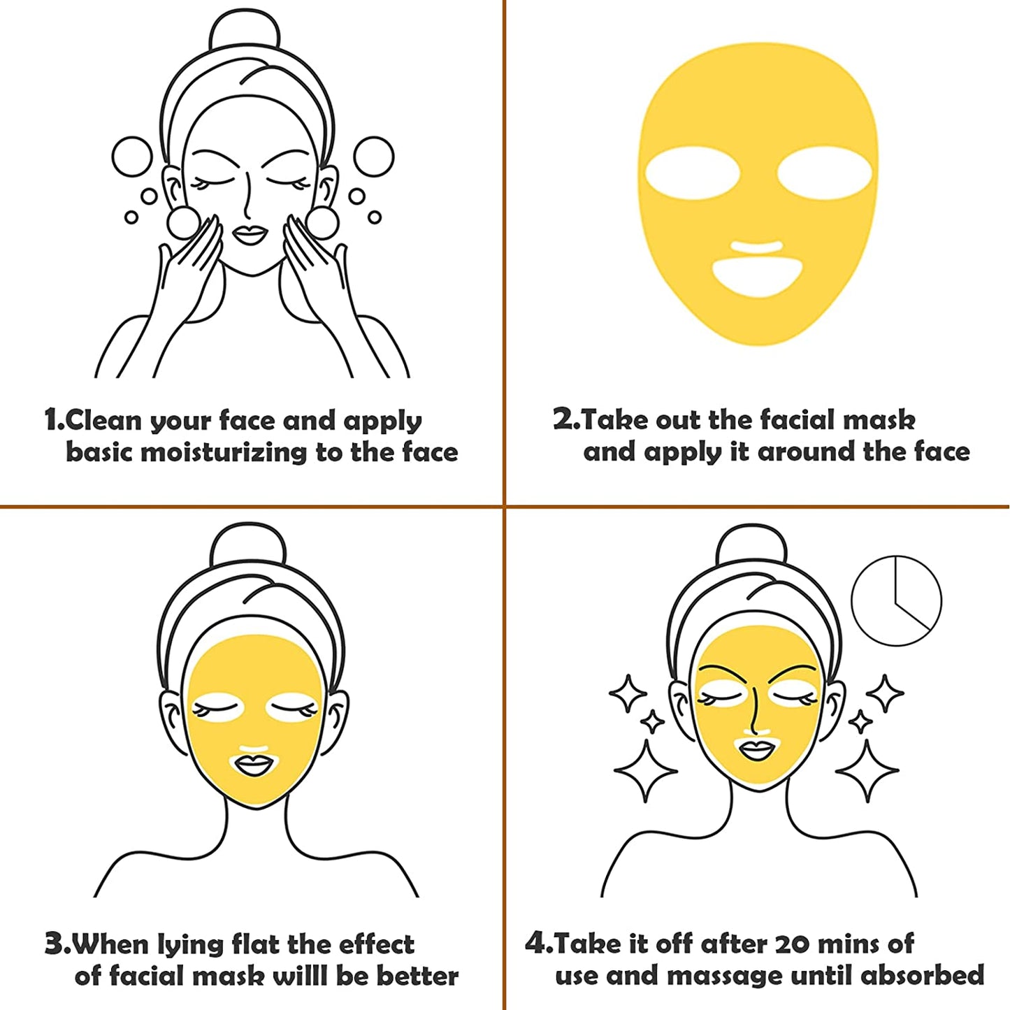 6 PCS 24k gold gel collagen facial masks, color: gold